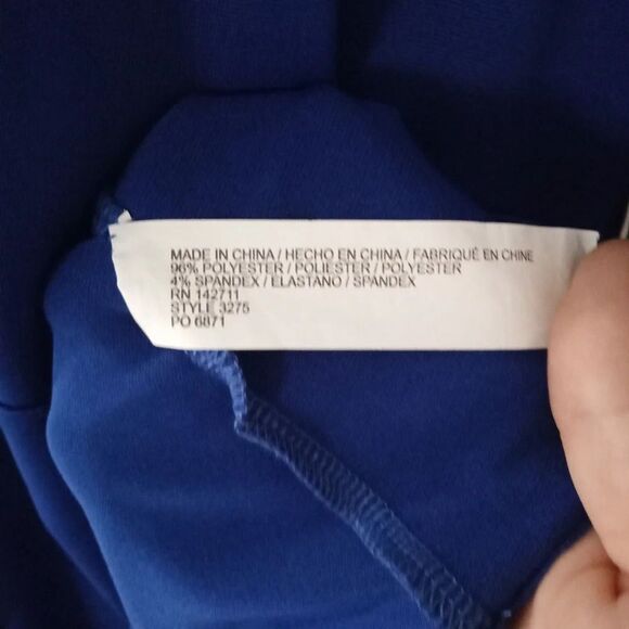 Eloquii Cobalt Blue Twist Front Drapey Stretchy Blouse Top Size 14 - Picture 6 of 6